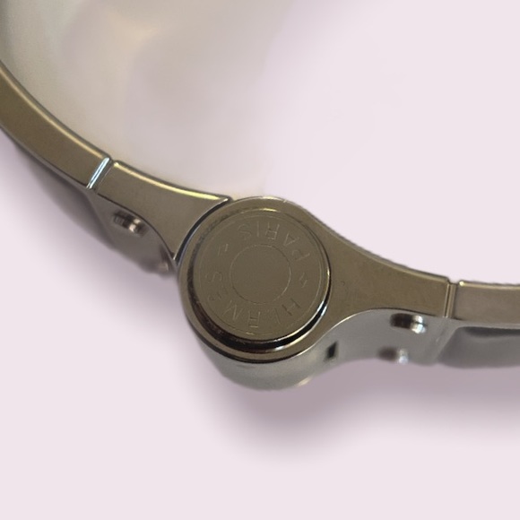 Brand New Hermes Charniere Plain Palladium-Plated Enamel Wide Bracelet, … - Picture 4 of 11